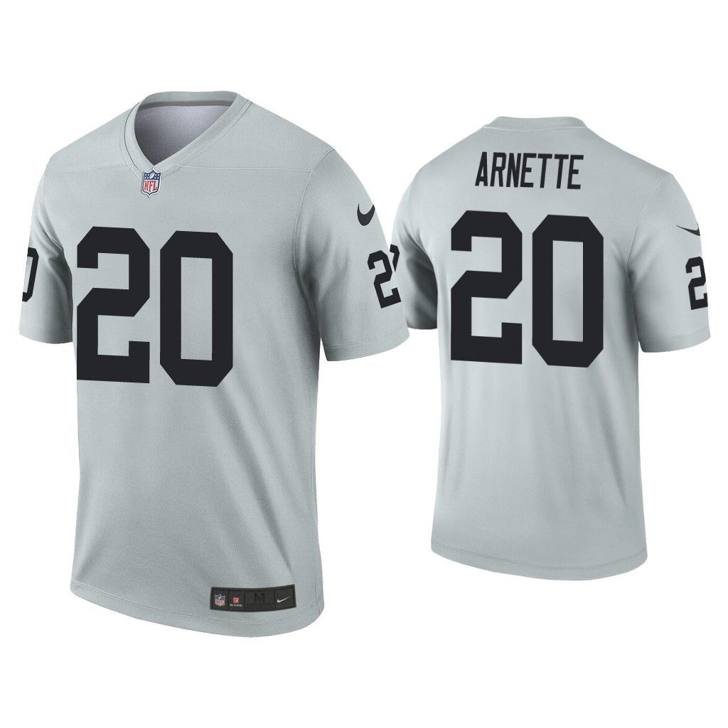 Men Oakland Raiders #20 Damon Arnette Nike Grey Silver Inverted Legend NFL Jersey->oakland raiders->NFL Jersey